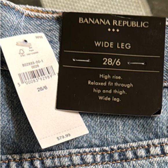 NWT Banana Republic Factory- Wide Leg High Rise Jeans. Size 28/6 - Picture 2 of 5